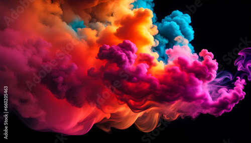  Abstract background of colored smoke on a black background