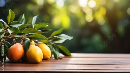 Yellow lemons on a wooden table