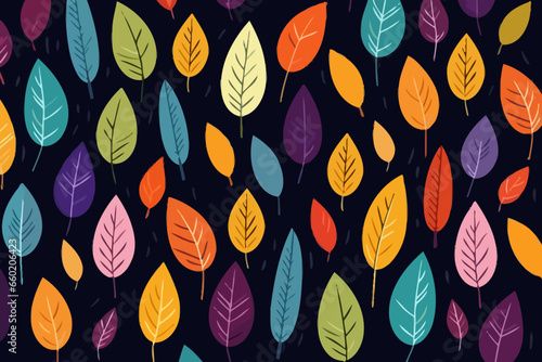 Leaf quirky doodle pattern, wallpaper, background, cartoon, vector, whimsical Illustration