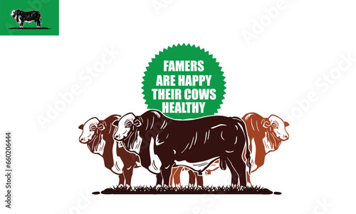 BIG AND STRONG BRAFORD CATTLE LOGO, silhouette of great cattle standing vector illustrations. this image is used as image poster or banner etc.
