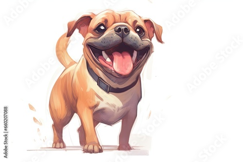 Happy Pug with Big Smile and Rapidly Wagging Tail - Captivating Image of a Joyful Pug  generative AI