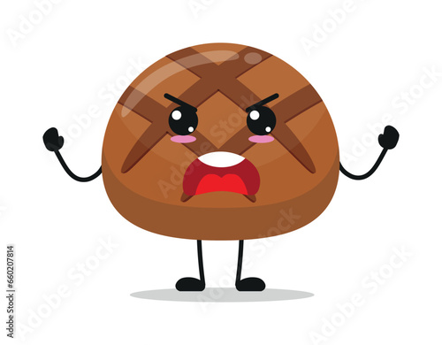 Cute furious chocolate character. Temperament sweet cartoon emoticon in flat style. closet vector illustration