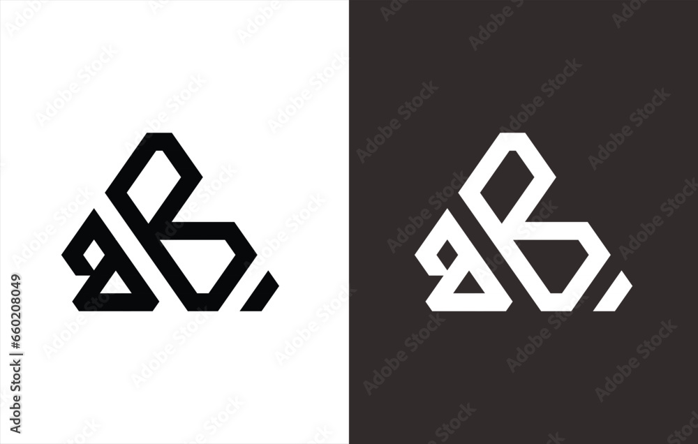 triangular monogram logo that forms the letters 