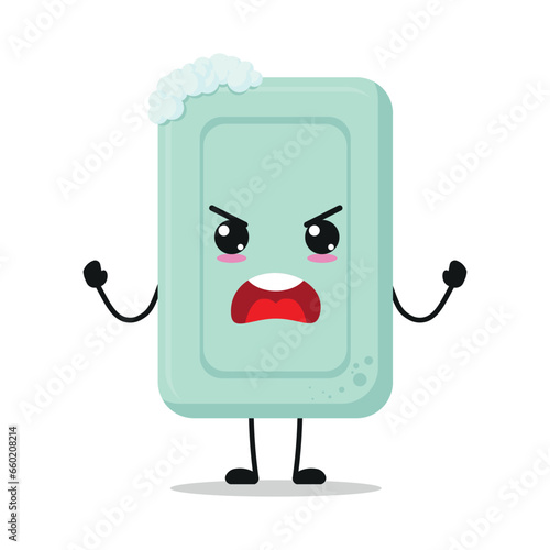 Cute furious soap character. Temperament bath cartoon emoticon in flat style. closet vector illustration