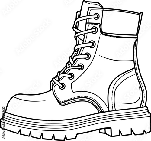 Outline of boot for coloring page