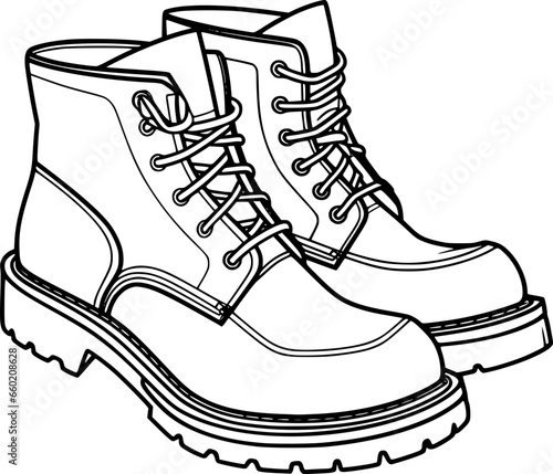 Outline of boot for coloring page