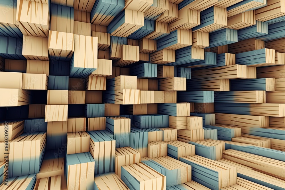 Abstract Geometric Background: Fusion of Three-Dimensional Cubes Creating Optical Illusion, generative AI Abstract Geometric Background: Fusion of Three-Dimensional Cubes Creating Optical Illusion, generative AI
