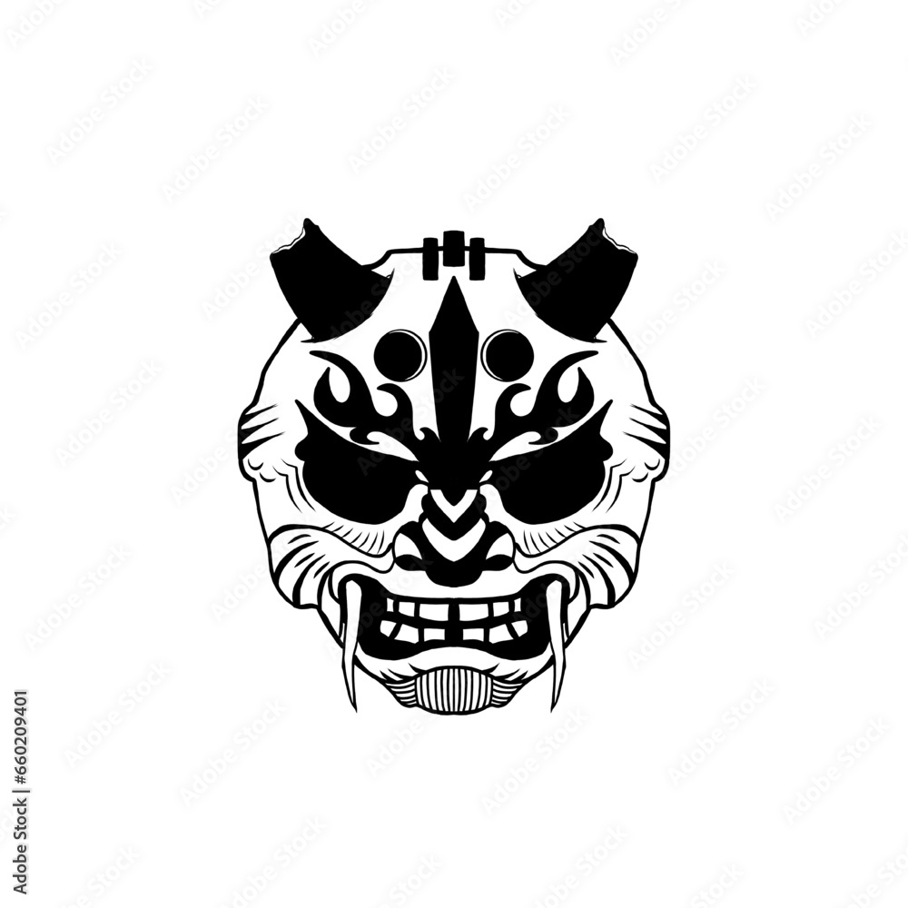 Vector illustration of demon mask from Japan