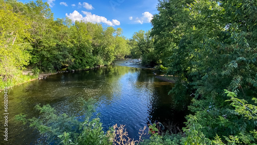 Fototapeta Naklejka Na Ścianę i Meble -  Little Wolf River in Symco Wisconsin on a Summer Day