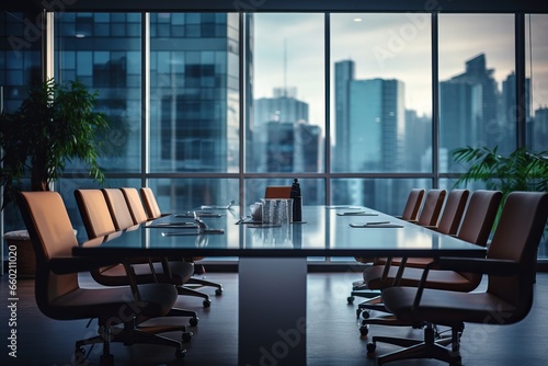 nterior of a meeting room in a modern office, meeting room. Minimal photo