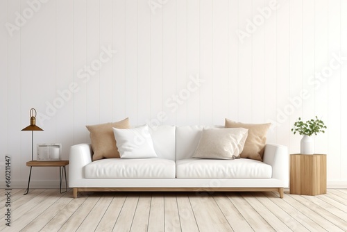 White wall living room have sofa and decoration