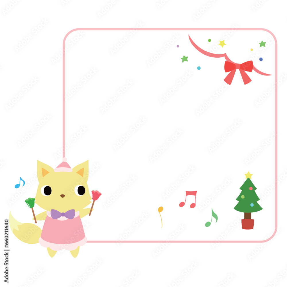 クリスマスコンサートのキツネ フレーム+装飾付 クリスマスコンサートのキツネ フレーム+装飾付