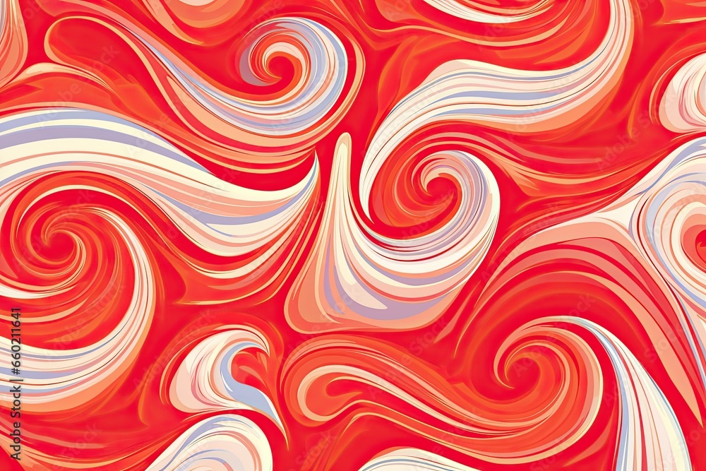 Abstract Red and White Background: Candy Cane Pattern with Swirling Elements, generative AI Abstract Red and White Background: Candy Cane Pattern with Swirling Elements, generative AI