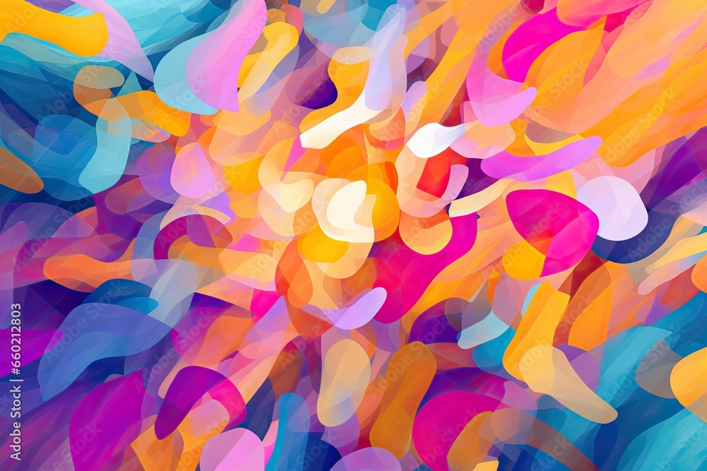 Colorful Abstract Background: Wild Pop Art Painting with Dynamic Shapes - Vibrant and Eye-catching Digital Image, generative AI