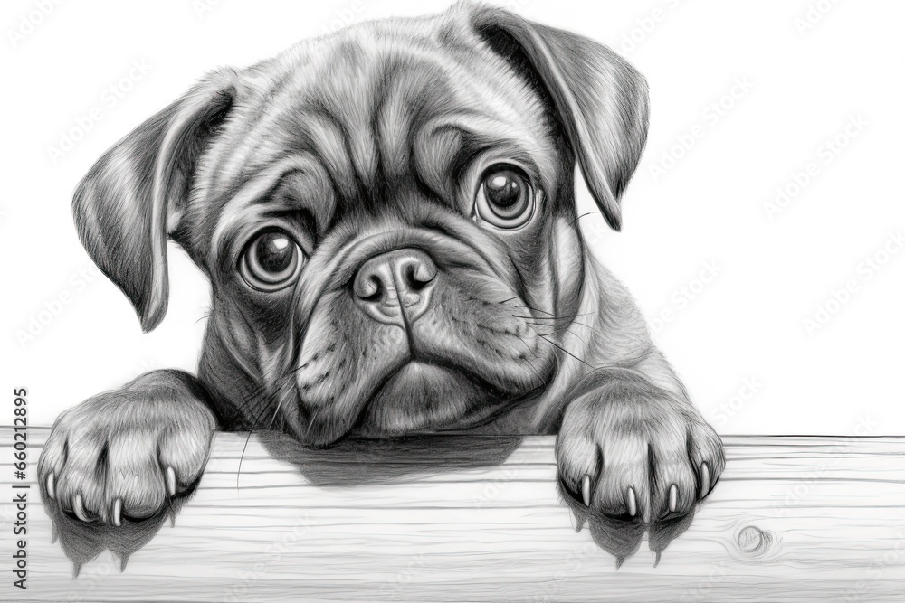 Cute Pug Drawings: Capturing the Charm and Mischievousness of This Breed, generative AI