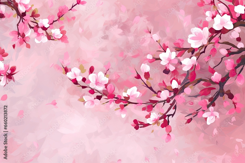 Pink Abstract Background: Captivating Cherry Blossom Season in Full Bloom, generative AI