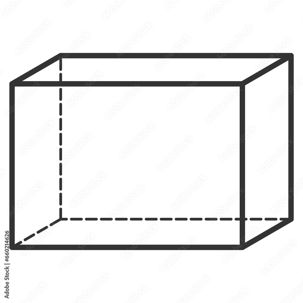 Vector illustration of long cube 3D geometric shapes in dark color and transparent background(png).