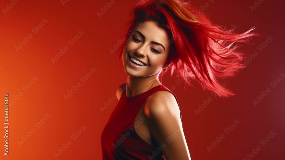 portrait of a happy woman with red hair portrait of a happy woman with red hair