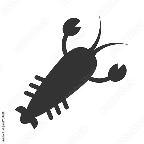 Vector illustration of lobster  icon in dark color and transparent background png .