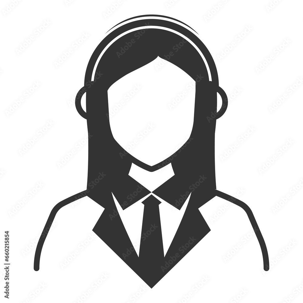 Vector illustration of Female Call Center icon in dark color and transparent background(png). Vector illustration of Female Call Center icon in dark color and transparent background(png).