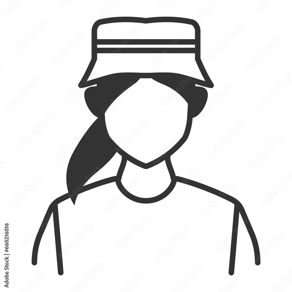 Vector illustration of Female Angler icon in dark color and transparent background(png). Vector illustration of Female Angler icon in dark color and transparent background(png).