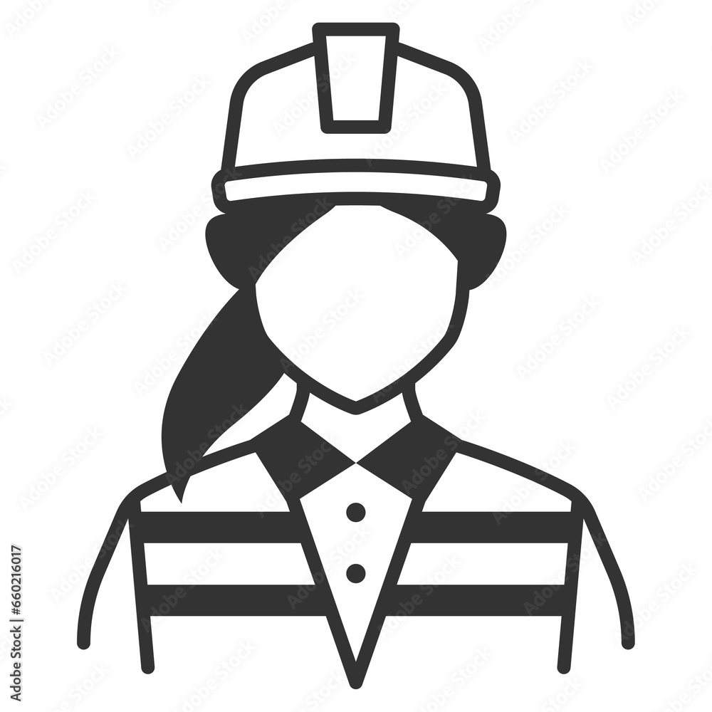 Vector illustration of Female handyman icon in dark color and transparent background(png). Vector illustration of Female handyman icon in dark color and transparent background(png).