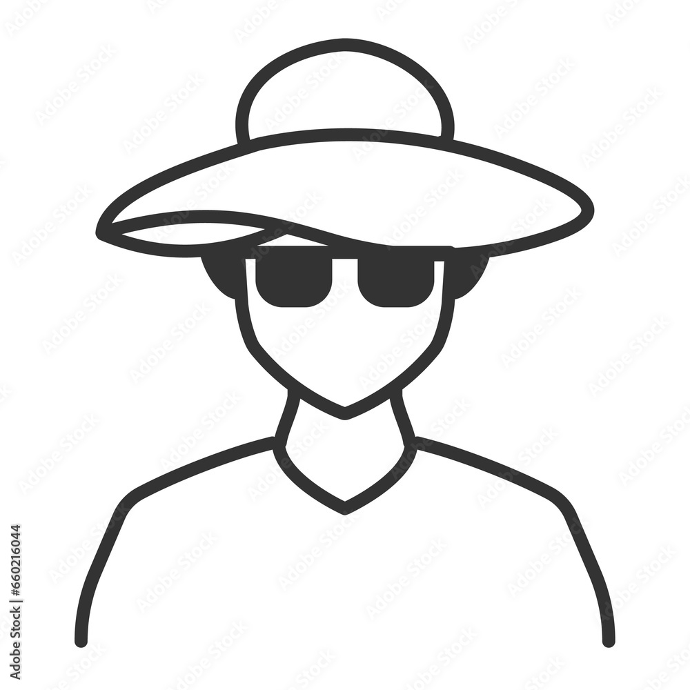 Vector illustration of Female Tourist icon in dark color and transparent background(png).