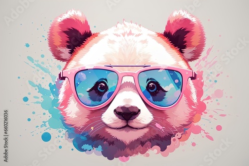 panda face with glasses, created by ai generated