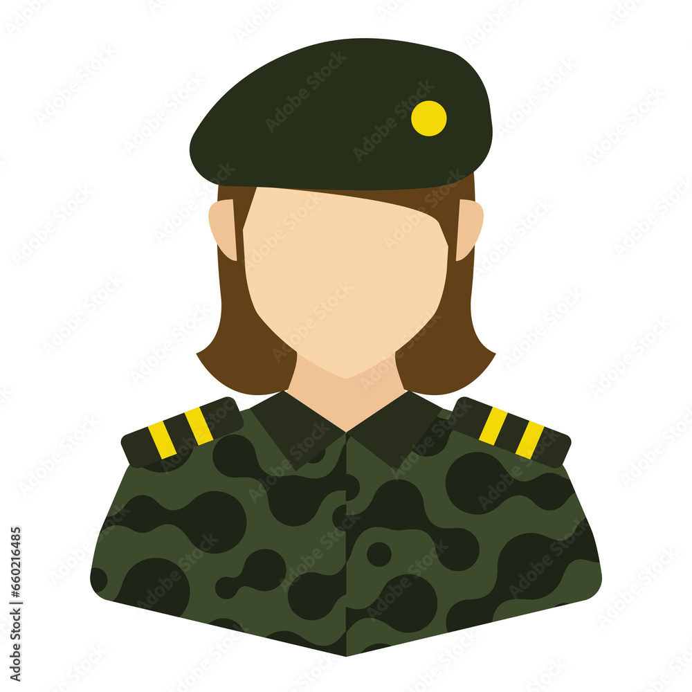 Vector illustration of Female Soldier icon in dark color and transparent background(png). Vector illustration of Female Soldier icon in dark color and transparent background(png).