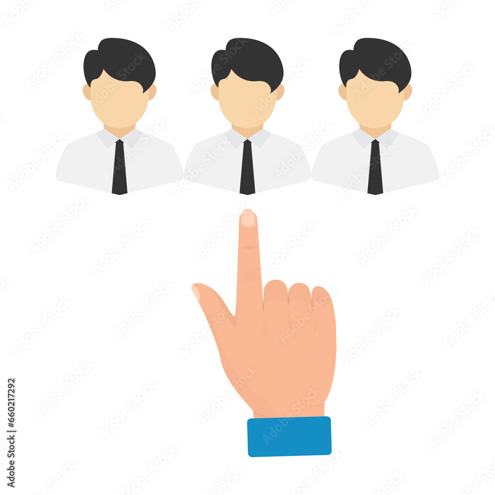 Vector illustration of employee selection. Colored vector for website design .Simple design on transparent background (PNG).