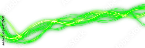 abstract green fiber wavy neon lines