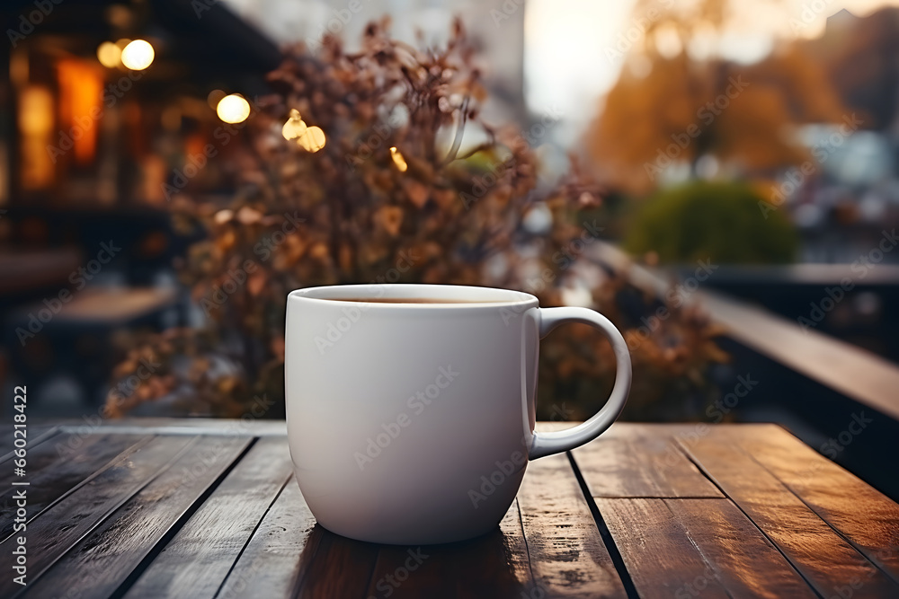 cup of coffee on wooden table, mockup cup of coffee on wooden table, mockup