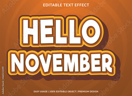 hello november editable text effect template use for business logo and brand