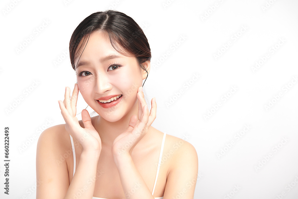 Beautiful young asian woman with clean fresh skin on white background, Face care, Facial treatment, Cosmetology, beauty and spa, Asian women portrait. Beautiful young asian woman with clean fresh skin on white background, Face care, Facial treatment, Cosmetology, beauty and spa, Asian women portrait.