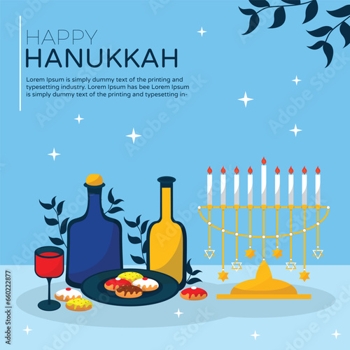 Collection of vector hand drawn flat hanukkah templates