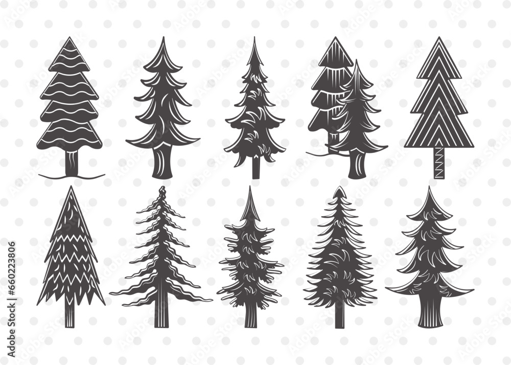Pine Tree Clipart SVG Cut File | Pine Svg | Tree Svg | Christmas Tree Svg | Bundle | Eps | Dxf | Png