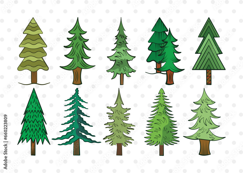 Pine Tree Clipart SVG Cut File | Pine Svg | Tree Svg | Christmas Tree Svg | Bundle | Eps | Dxf | Png