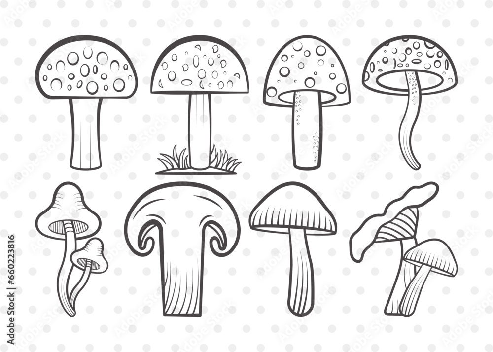 Mushroom Clipart SVG Cut File | Fungus Svg | Fungi Svg | Shrooms Svg | Bundle | Eps | Dxf | Png