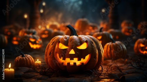 Halloween pumpkins smile and scary eyes for party night © CoolGraphics