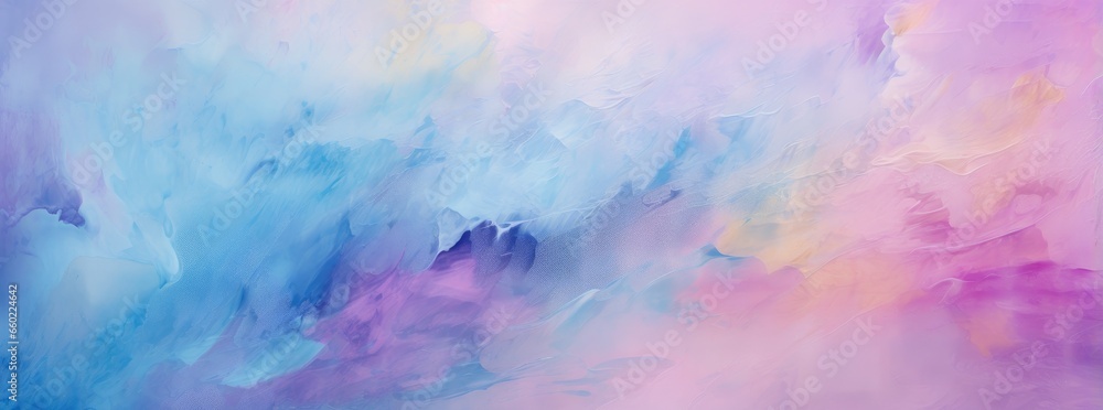 An abstract painting with vibrant blue, pink, and purple colors