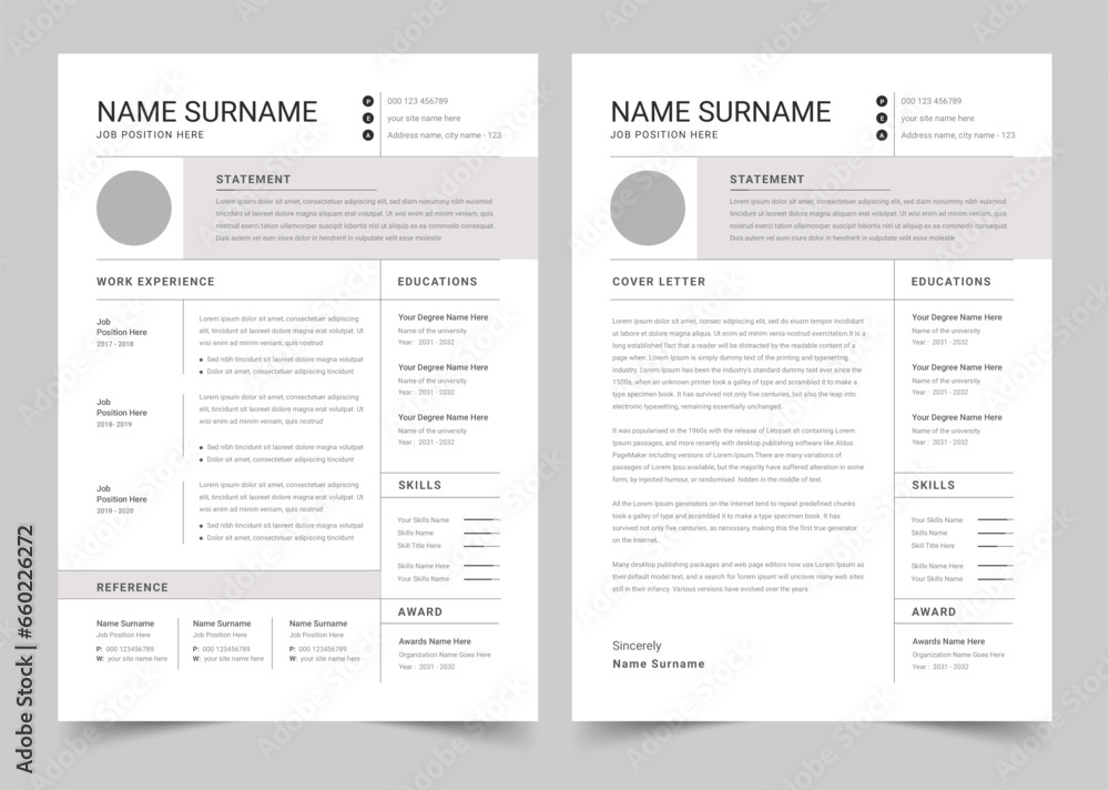 Minimalist Resume and Cover Letter Set Minimalist Resume and Cover Letter Set