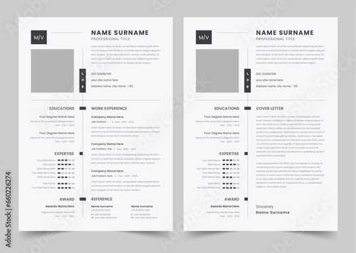 Resume and Cover Letter, Clean Resume Layout © Pixelpick