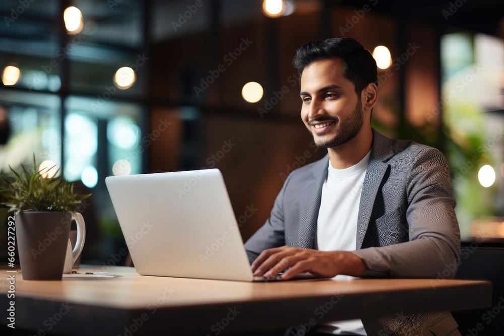 A man working on a laptop at a table