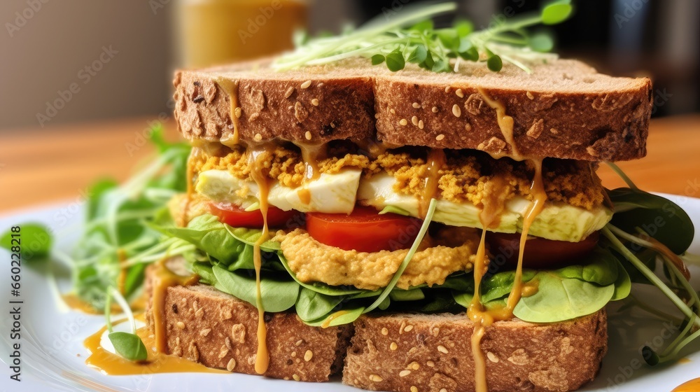 Breakfast Bliss: Start Your Day Right with a Tofu Scramble Sandwich Served Fresh