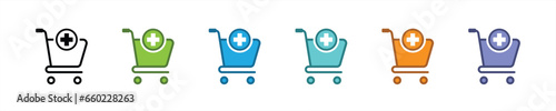 add shopping cart icon set. shopping cart icon, vector illustration	