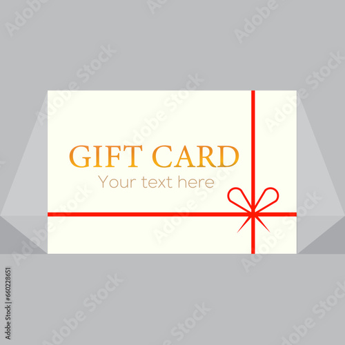 Gift card design with red ribbon