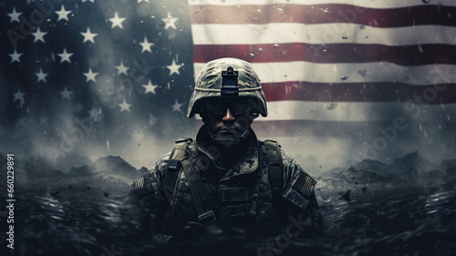 strong american soldier photo