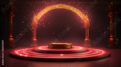 diwali empty product display podium with lights background