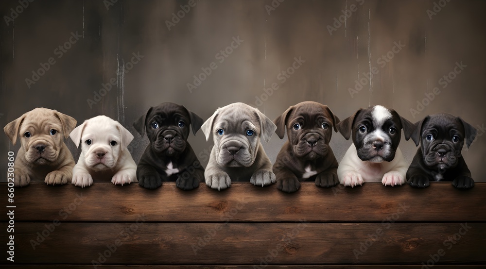 Meet these heartwarming furry friends! A row of adorable puppy dogs