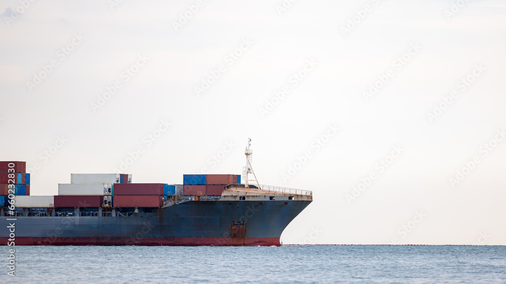 container cargo logistic ship import export global business and industry commercial trade logistic and transportation of international by container cargo ship in sea, 